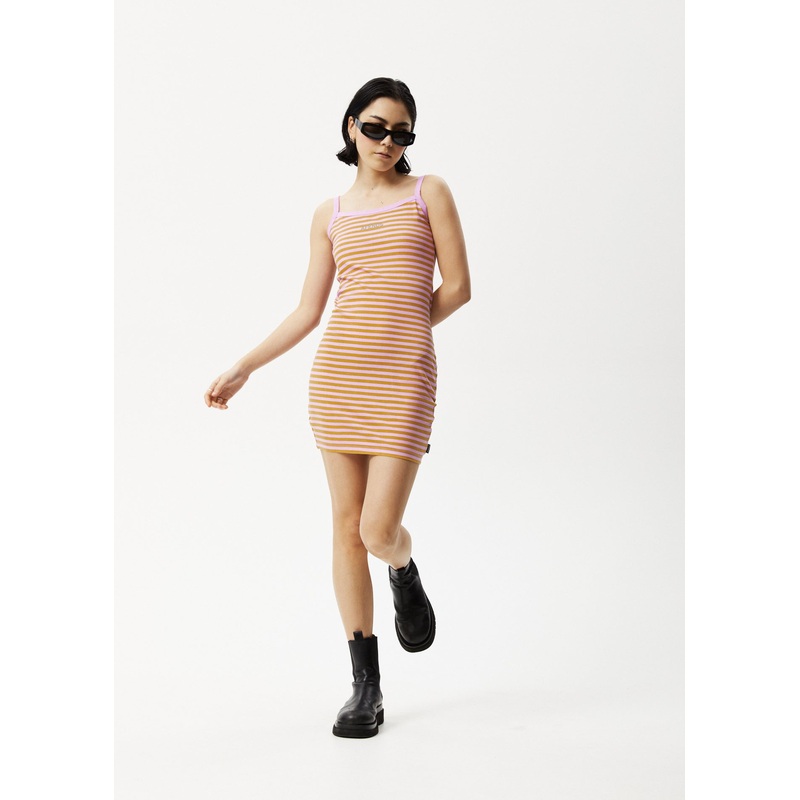 AFENDS Womens Jain Taylor – Mini Dress – Candy Stripe