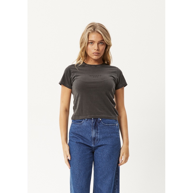 AFENDS Womens Jodi – Baby Tee – Stone Black