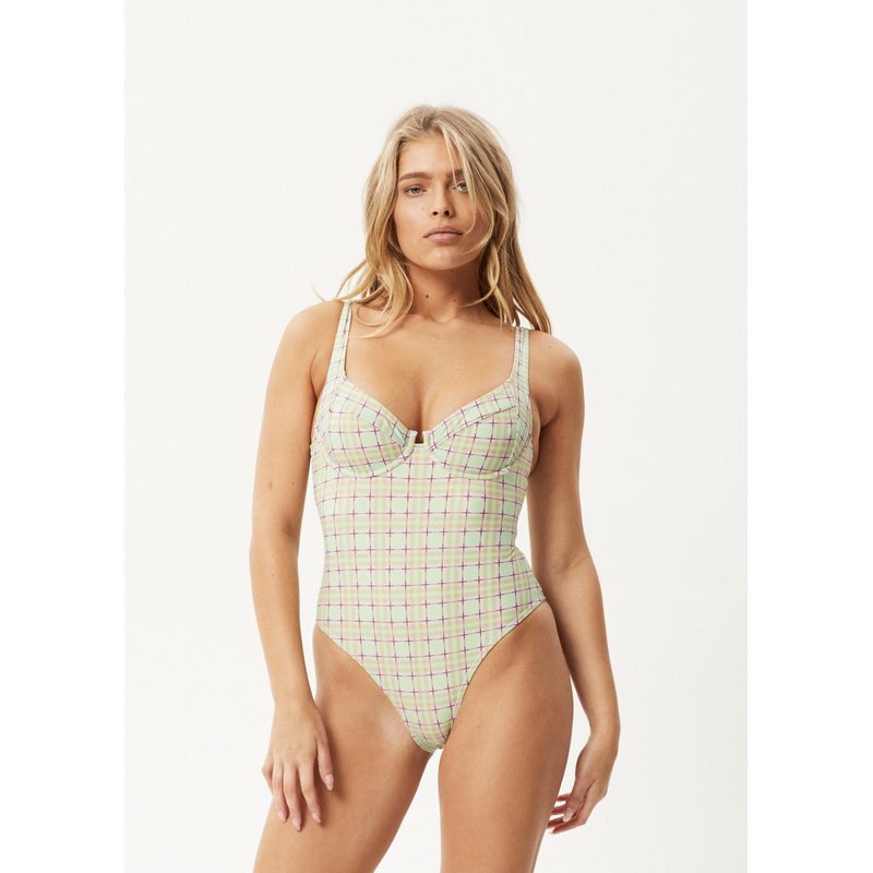 AFENDS Womens Kali – Check One Piece – Pistachio Check