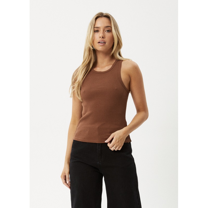AFENDS Womens Lydia – Rib Singlet – Toffee