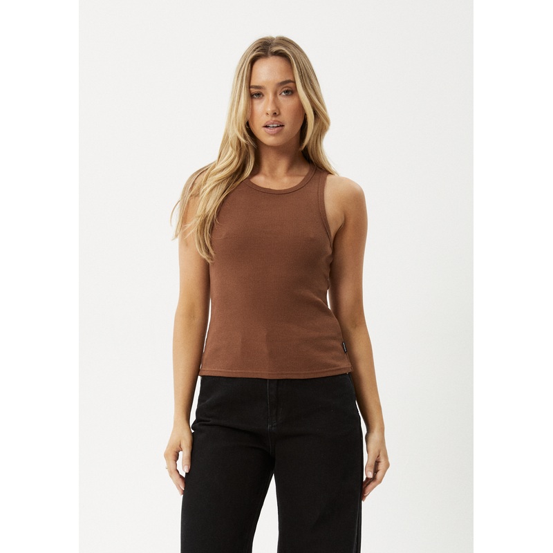 AFENDS Womens Lydia – Rib Singlet – Toffee