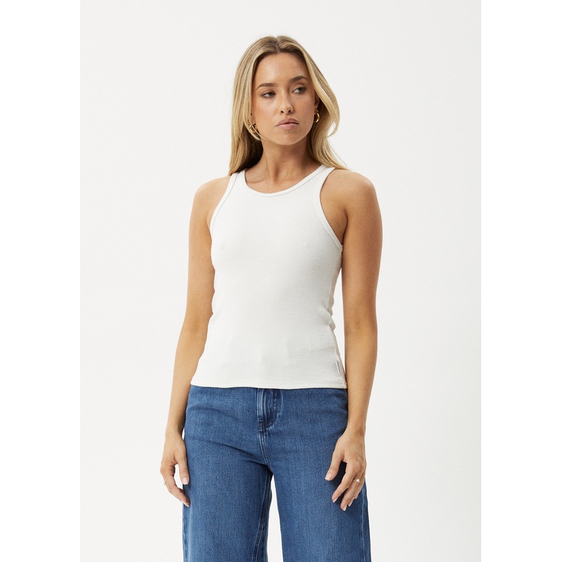AFENDS Womens Lydia – Rib Singlet – White