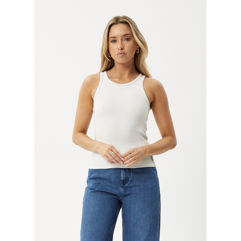 AFENDS Womens Lydia – Rib Singlet – White