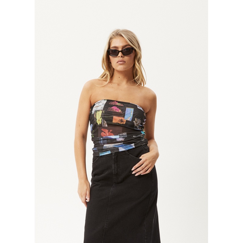 AFENDS Womens Under Pressure – Sheer Strapless Top – Black