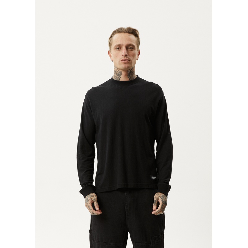AFENDS Mens Essential – Long Sleeve Tee – Black