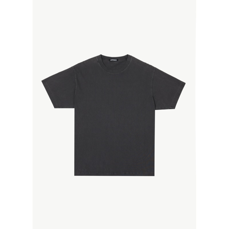 AFENDS Mens Genesis – Heavyweight Boxy Tee – Stone Black