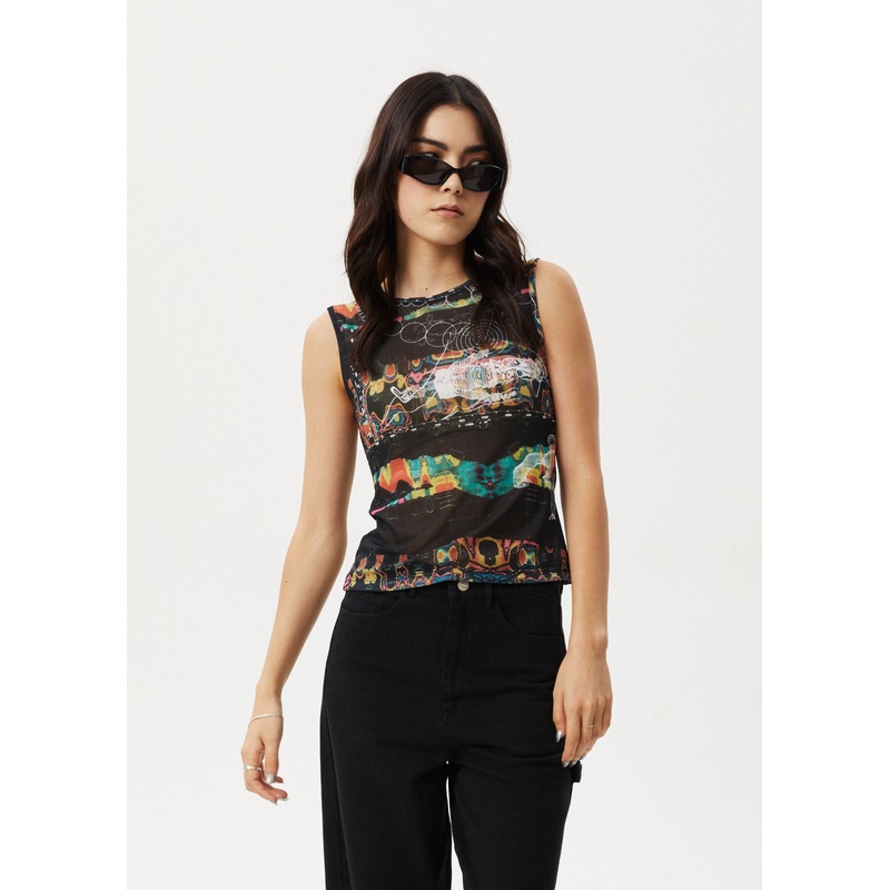 AFENDS Womens Astral – Sheer Tank – Black
