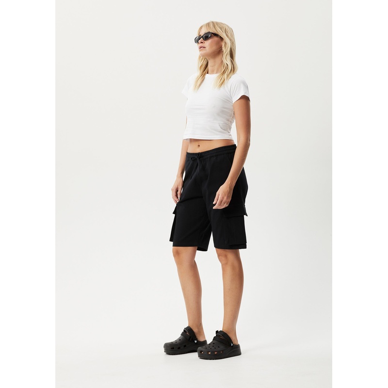 AFENDS Womens Fuji – Relaxed Cargo Short – Black