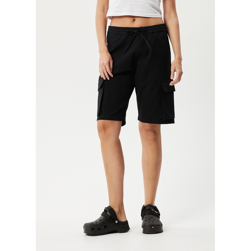AFENDS Womens Fuji – Relaxed Cargo Short – Black