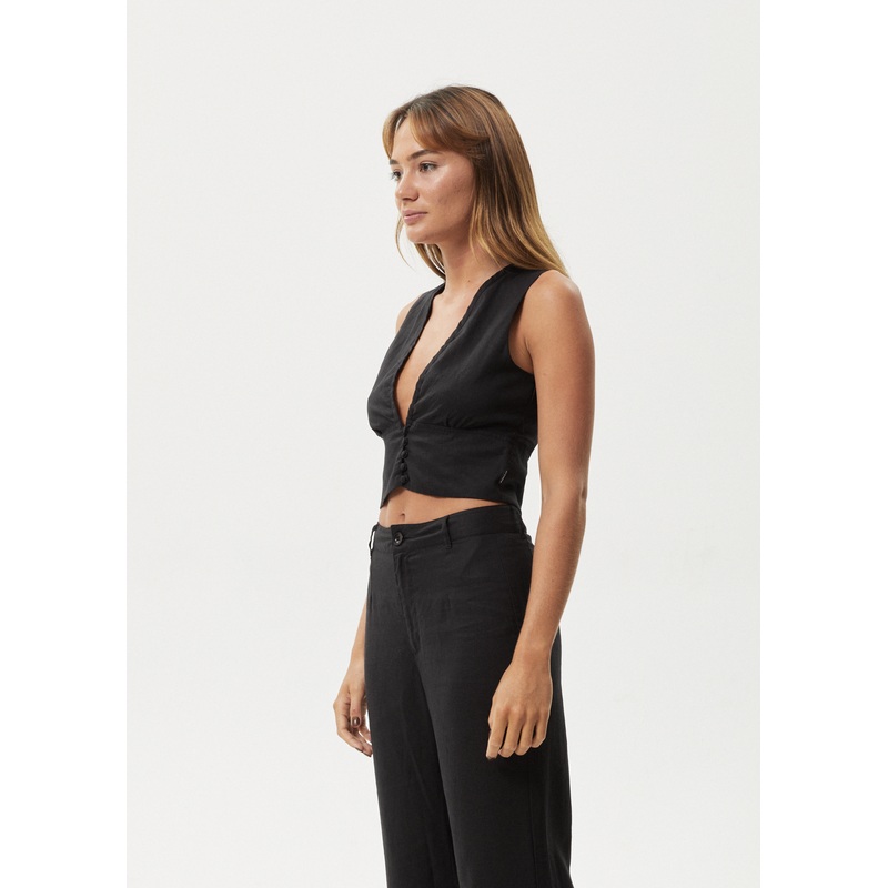AFENDS Womens Lilo – Button Up Top – Black