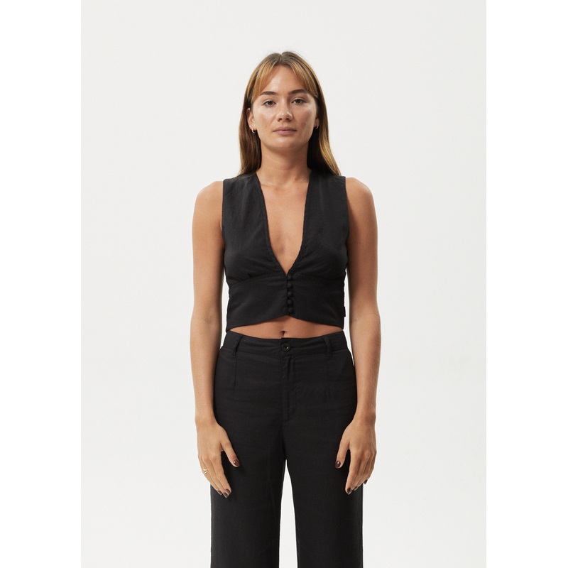 AFENDS Womens Lilo – Button Up Top – Black