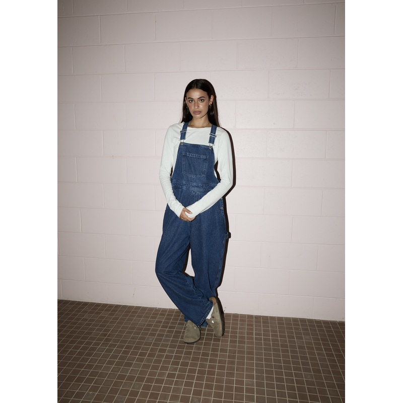 AFENDS Womens Louis – Denim Oversized Overall – Authentic Blue