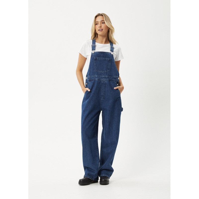 AFENDS Womens Louis – Denim Oversized Overall – Authentic Blue