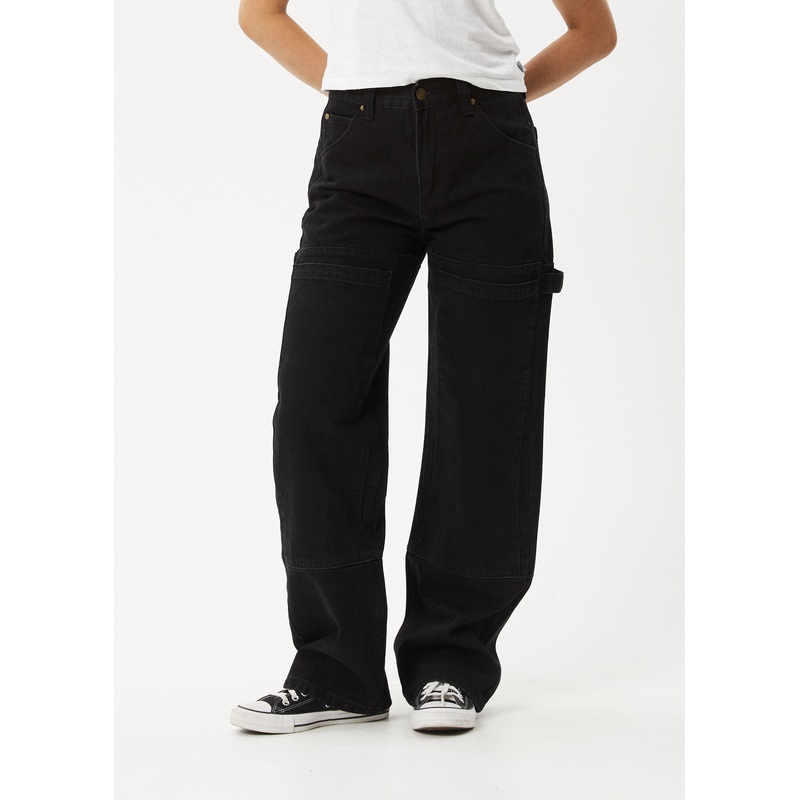 AFENDS Womens Moss – Denim Workwear Jean – Washed Black