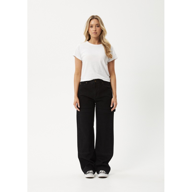 AFENDS Womens Moss – Denim Workwear Jean – Washed Black