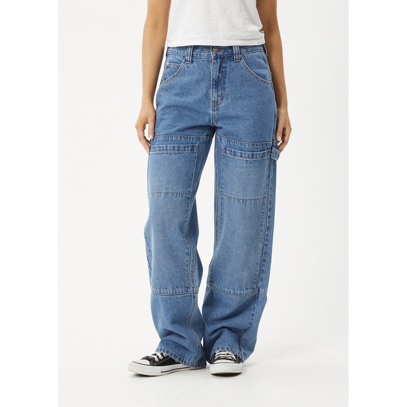 AFENDS Womens Moss – Denim Workwear Jean – Worn Blue