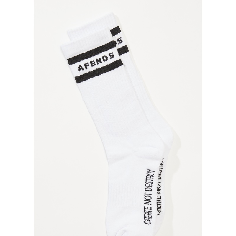 AFENDS Mens Create Not Destroy – Socks Two Pack – Black / White