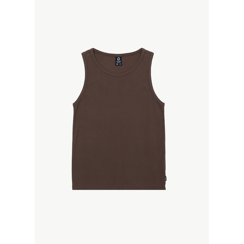 AFENDS Mens Paramount – Rib Singlet – Coffee