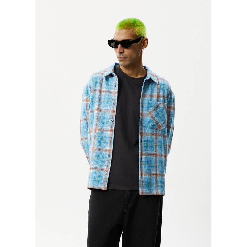 AFENDS Mens Position – Flannel Shirt – Lake Check