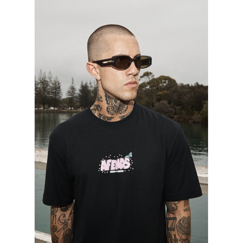 AFENDS Mens Universe – Retro Tee – Black