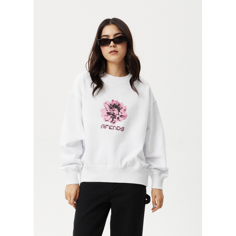 AFENDS Womens Bloom – Crew Neck Jumper – White