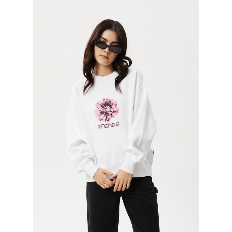 AFENDS Womens Bloom – Crew Neck Jumper – White