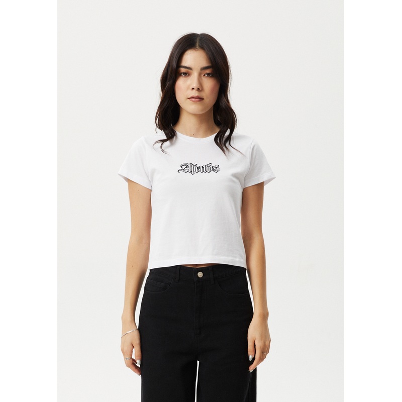 AFENDS Womens Burnt – Baby Tee – White