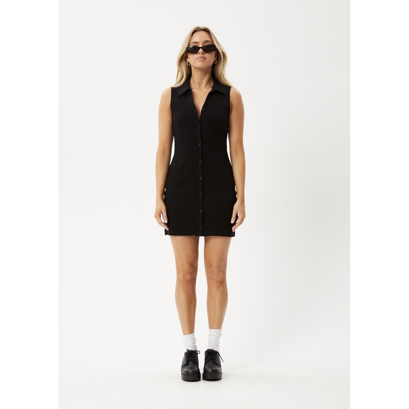 AFENDS Womens Eliza – Rib Mini Dress – Black