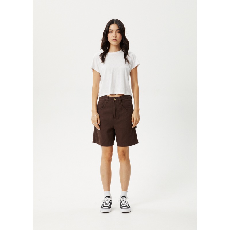 AFENDS Womens Emilie – Canvas Workwear Short – Coffee