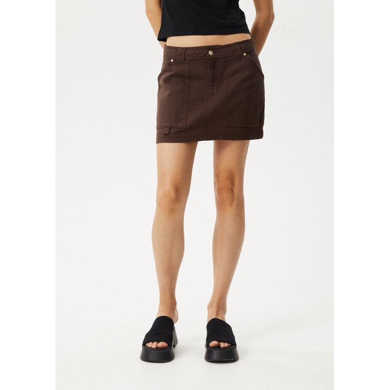 AFENDS Womens Lexi – Cargo Mini Skirt – Coffee