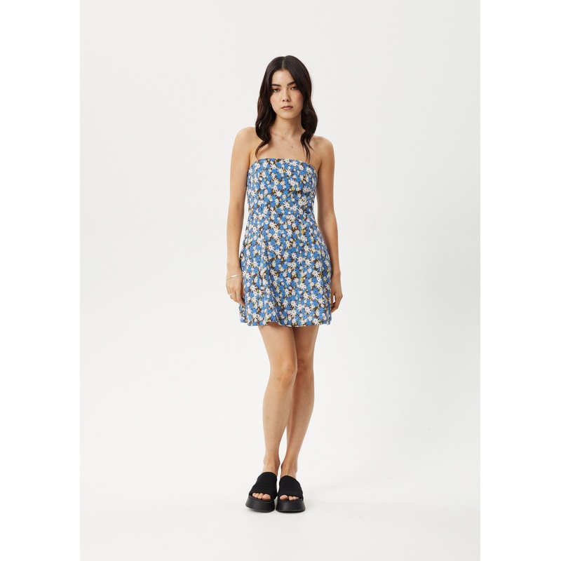 AFENDS Womens Petal – Strapless Dress – Lake Floral