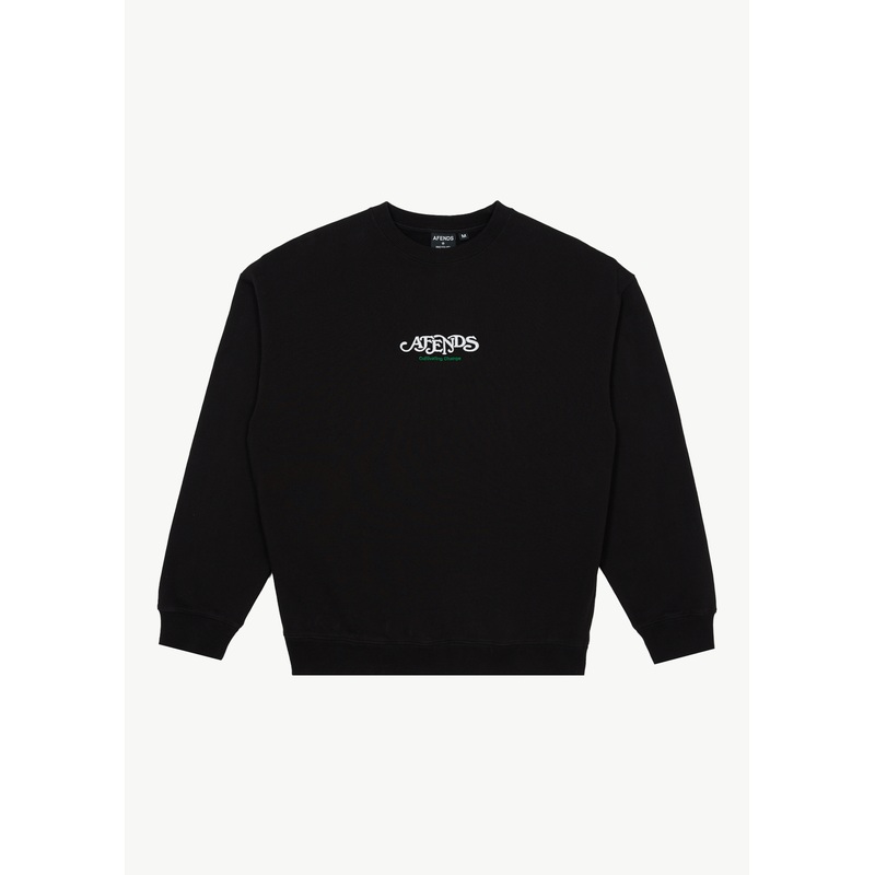 AFENDS Mens Break Through – Crew Neck Jumper – Black