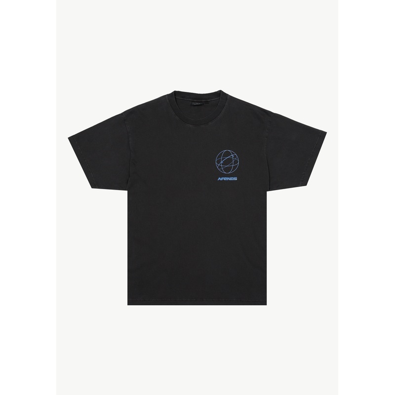 AFENDS Mens Globalisation – Boxy Tee – Stone Black