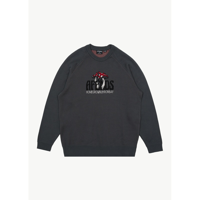 AFENDS Mens Let It Grow – Raglan Knit – Charcoal