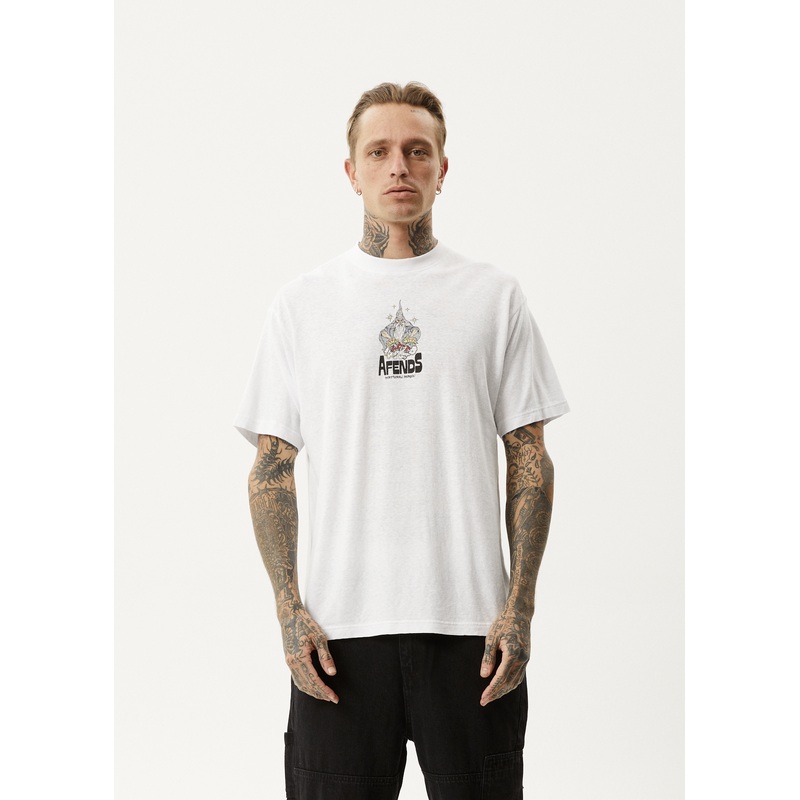 AFENDS Mens Magic Wizzo – Boxy Tee – White