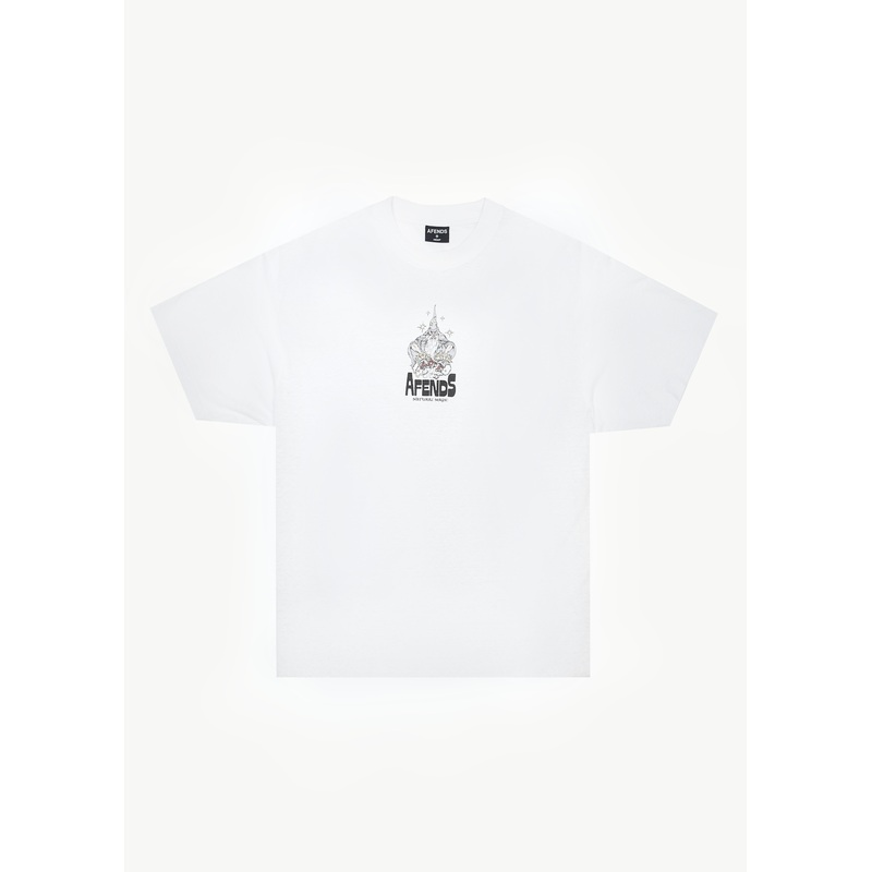 AFENDS Mens Magic Wizzo – Boxy Tee – White