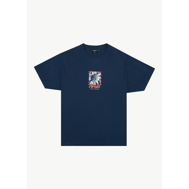 AFENDS Mens Sunflower – Boxy Tee – Navy