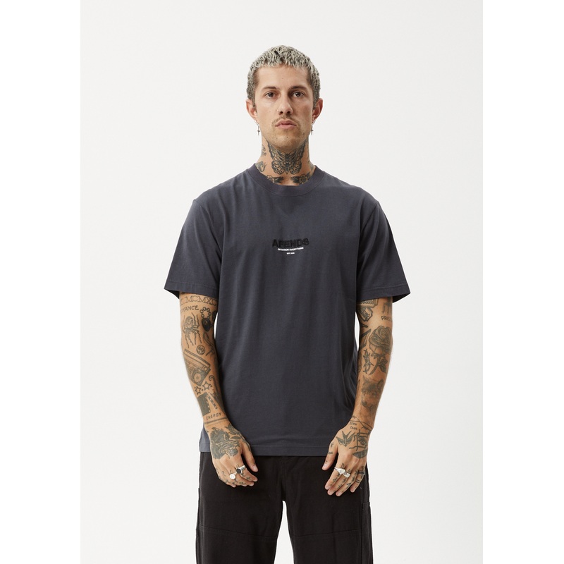 AFENDS Mens Vinyl – Retro Tee – Charcoal