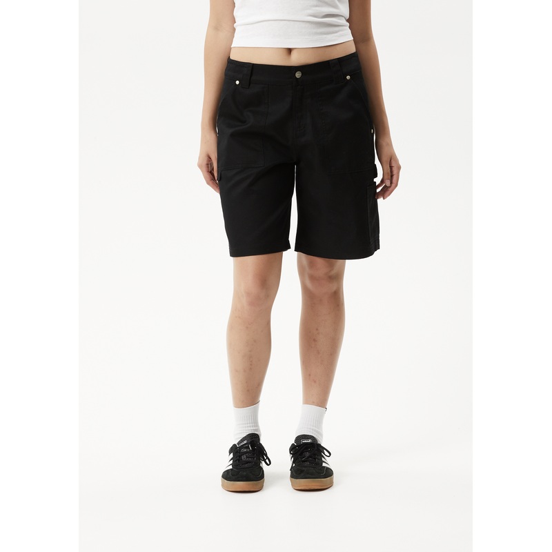 AFENDS Womens Carly – Low Rise Workwear Short – Black
