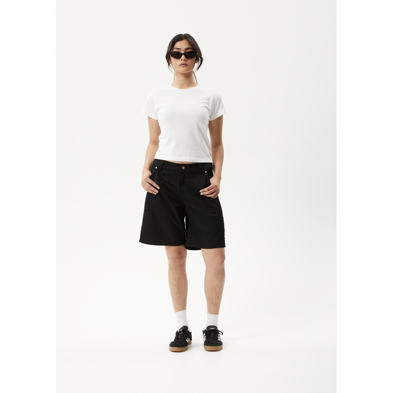 AFENDS Womens Carly – Low Rise Workwear Short – Black