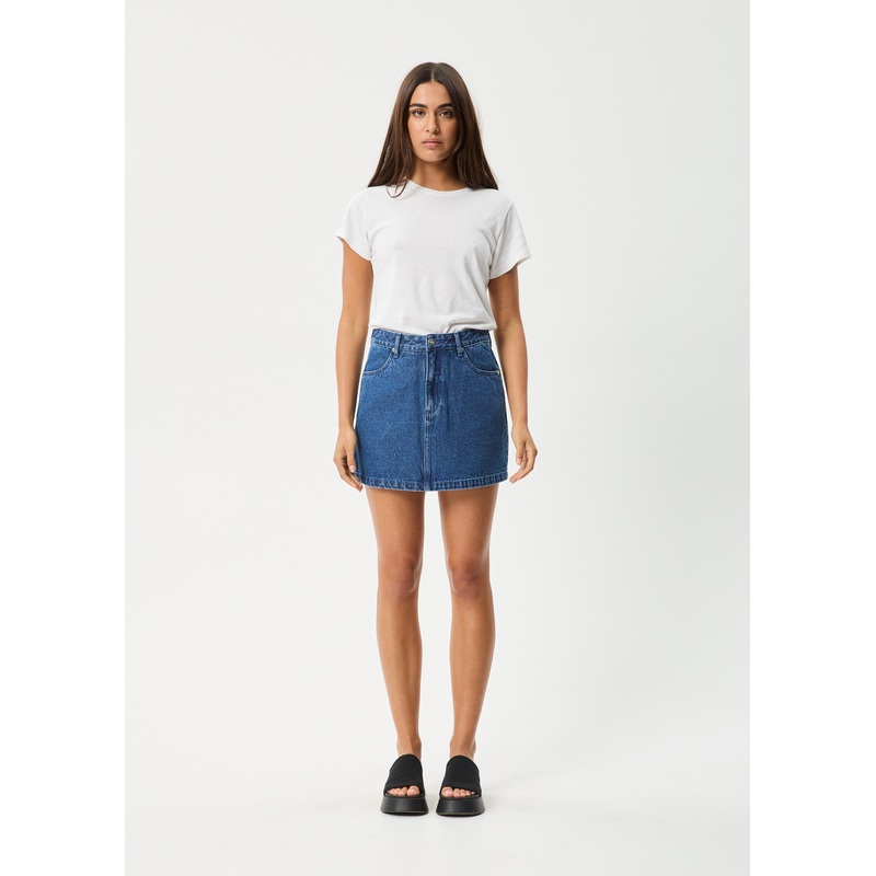 AFENDS Womens Georgia – Denim Skirt – Authentic Blue