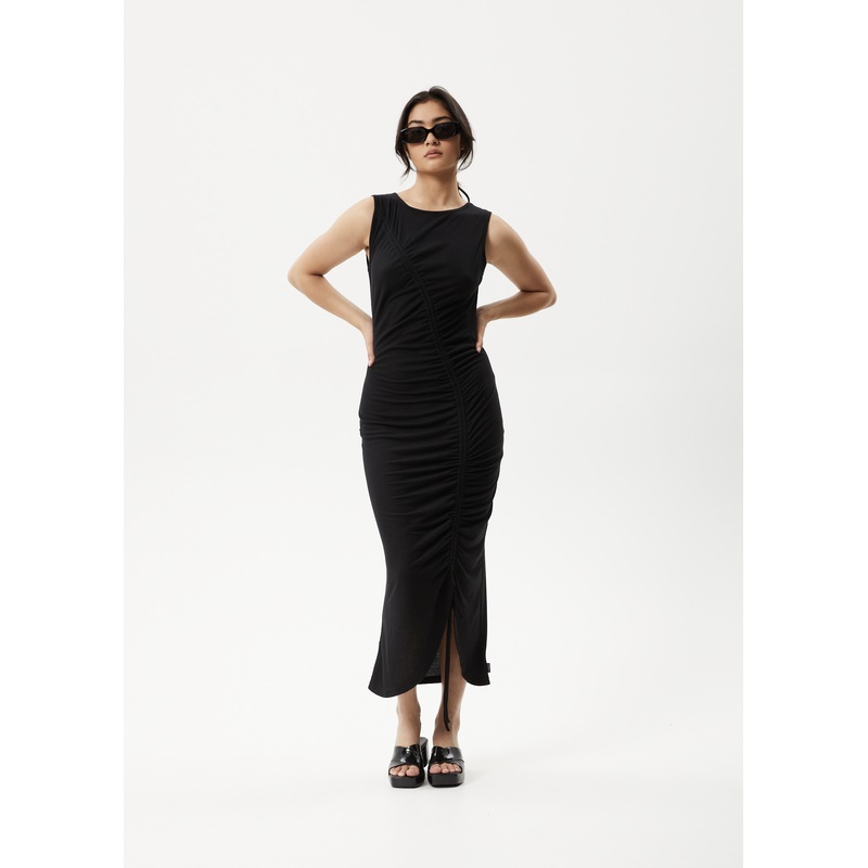 AFENDS Womens Mirage Bamboo – Sheer Maxi Dress – Black