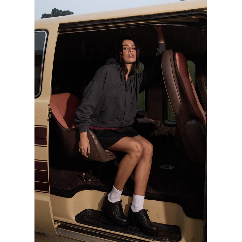 AFENDS Womens Portland – Zip – Stone Black