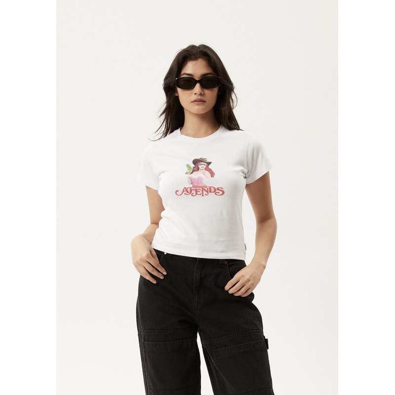 AFENDS Womens Worlds Above – Baby Tee – White