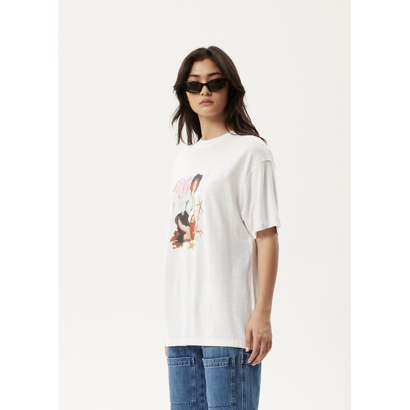 AFENDS Womens Worlds Above – Oversized Tee – White