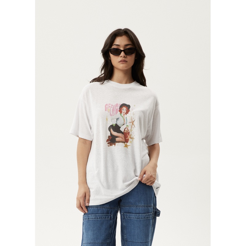AFENDS Womens Worlds Above – Oversized Tee – White
