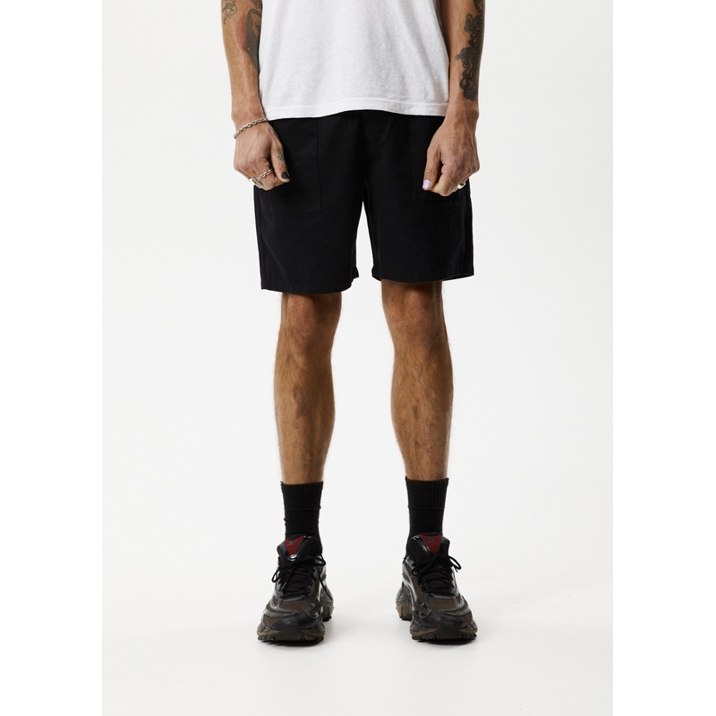 AFENDS Mens Cabal – Elastic Waist Technical Short – Black
