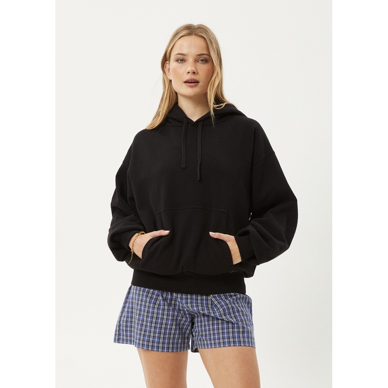 AFENDS Mens Genesis – Boxy Hoodie – Black