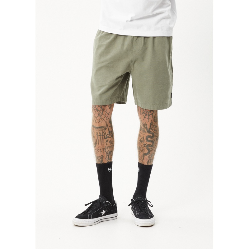 AFENDS Mens Ninety Eights – Oversized Short 20 – Olive