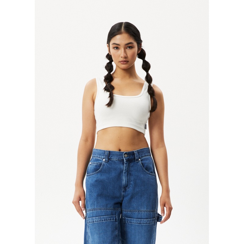 AFENDS Womens Chia – Rib Cropped Singlet – Off White